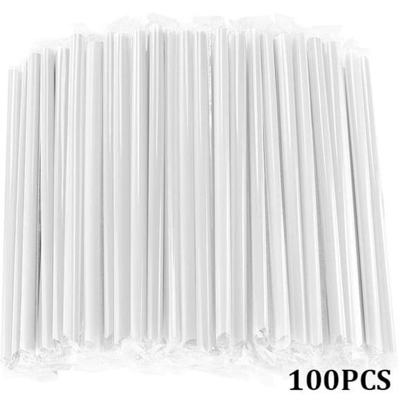 TUWAFE 100 Pcs Clear Plastic Boba Straws,0.43" Wide X 9.45" Long Disposable Smoothie Straws for Bubble Tea,Milkshakes,Popping Pearls