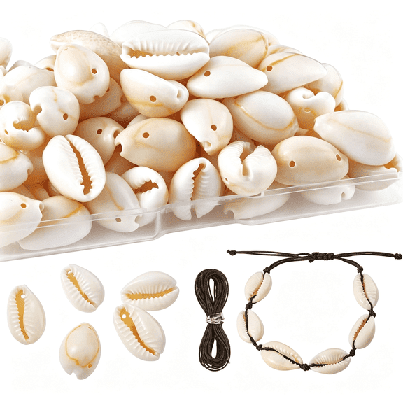 TUWAFE 100 Pcs Natural Cowrie Shell Beads for Crafts,Jewelry Making,Hair Adornment-With Convenient Holes for Easy Use Natural Easy to Use Shells