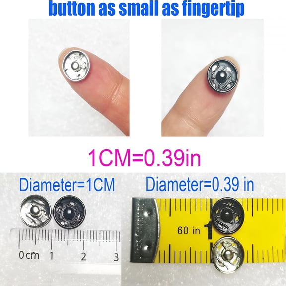 TUWAFE 100 Sets Sew-On Snap Buttons,Snap Fastener Buttons Sewing Press Button for Clothing,Black and Silvery (10Mm)