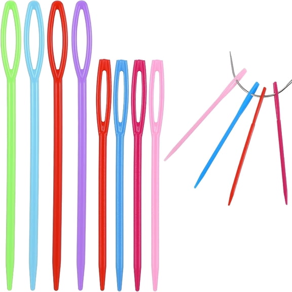 TUWAFE 100Pcs 2.76+3.54Inch Large Eye Plastic Sewing Needles,Safety Colorful Safety Lacing Needles for Crochet Sewing,Tapestry Needle for Yarn,Darning Handmade Diy Crafts Weaving Tools