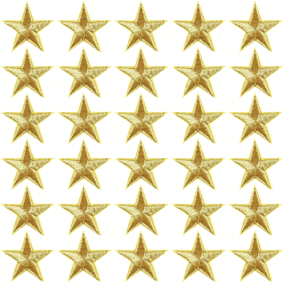TUWAFE 100Pcs 3Cm Gold 5 Star Embroidered Patches Small Pentagram Iron on Patches Bulk Mini Solid Celestial Stars Sew on Repair Applique Patch Bulk