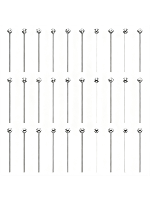 100Pcs Ball Head Pins 0.63" 16Mm Round Head Pins for Earring Pendant Necklace Bracelet Charm Jewelry Making Findings Diy Craft, Pins for Jewelry Making Silver Tone