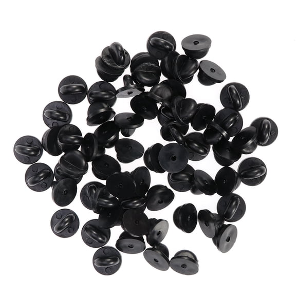 TUWAFE 100Pcs Clutch Rubber Pin Backs Keepers Replacement Uniform Badge Comfort Fit Tie Tack Lapel Pin Backing Locking Pin Backs Holder Clasp (Black)