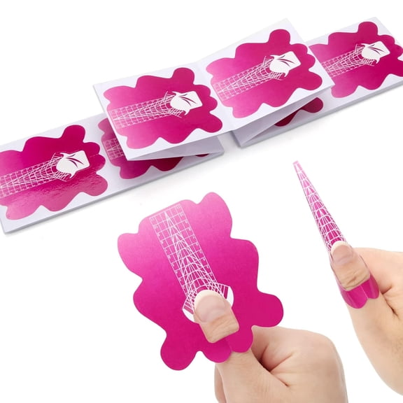 TUWAFE 100Pcs Nail Forms for Builder,Butterfly Self-Adhesive Nail Extension Tips with Guide Stickers