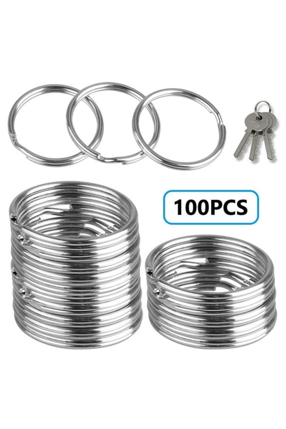 100Pcs Round Flat Key Chain Rings,1In/25Mm Metal Split Ring Key Rings Chains for Car Keys Organization,Silver