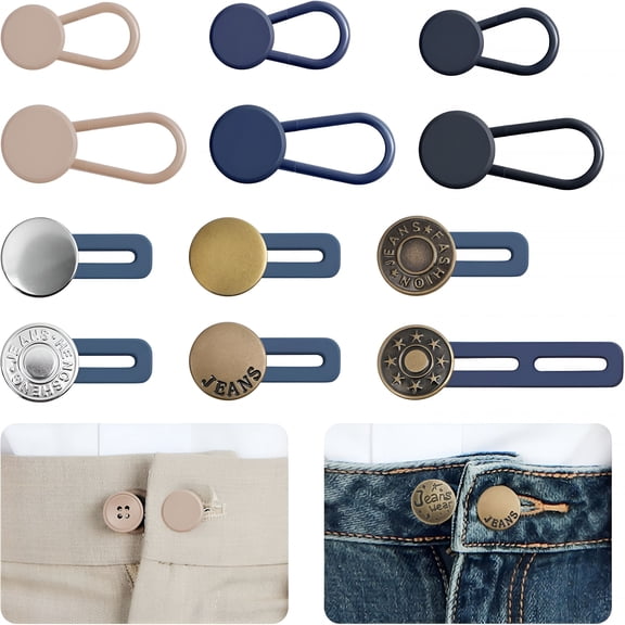 TUWAFE 12 PCS Button Extenders for Jeans, Pants - Waist Extenders for Women & Men, No Sewing Instant Waistband Extension 1-1.8 Inches