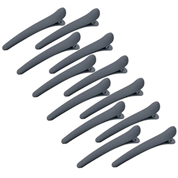TUWAFE 12 Pcs Hair Clips for Styling Sectioning,3.1" Matte Alligator No Crease Duck Billed Hair Barrettes for Women Girls Gray
