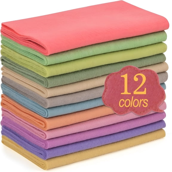 TUWAFE 12 Rolls 8"x35" 1.4mm Thick Soft Felt Fabric Sheet 12 Assorted Colors Felt Pack for DIY Craft Sewing Squares Nonwoven Patchwork