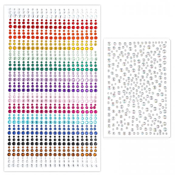 TUWAFE 1250 Pcs Self Adhesive Rhinestones for Makeup Eyes 15 Colors Rainbow Rhinestones Face Jewels Face Gems Stick On,DIY Nail Makeup 3Mm 4Mm 5Mm 6Mm Rave Festival Accessories Costume for Women