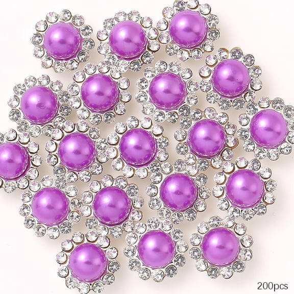 TUWAFE 12Mm Sunflower Pearl Sew on Rhinestones,200 Pcs Rhinestone Sequin Embellishments Crystal Glass Silver Base,Purple