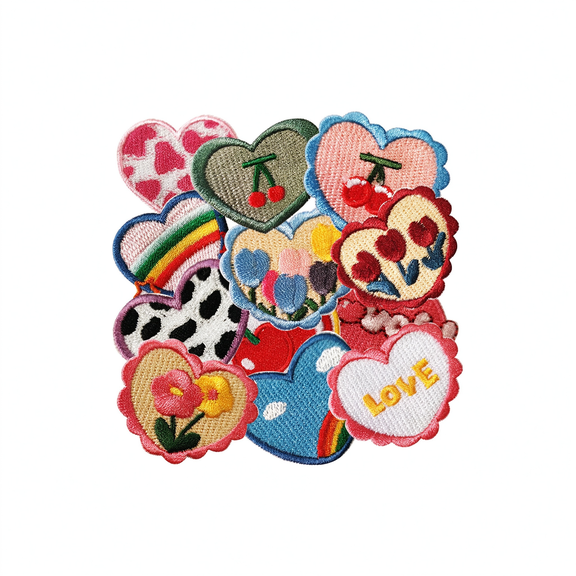 TUWAFE 13 Pcs Kawaii Heart Iron on Patches,Cute Sweet Girly Embroidered Applique Patches, Clothes Backpacks Hats Pants Jackets Jeans Decoration for Girl, Diy Accessories