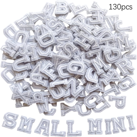 TUWAFE 130 Iron on Letter Patches 0.7 Inch,5 Sets of 26 Embroidered Alphabet A-Z Iron on Letters for Clothing Jackets Hats Backpacks Jeans,White