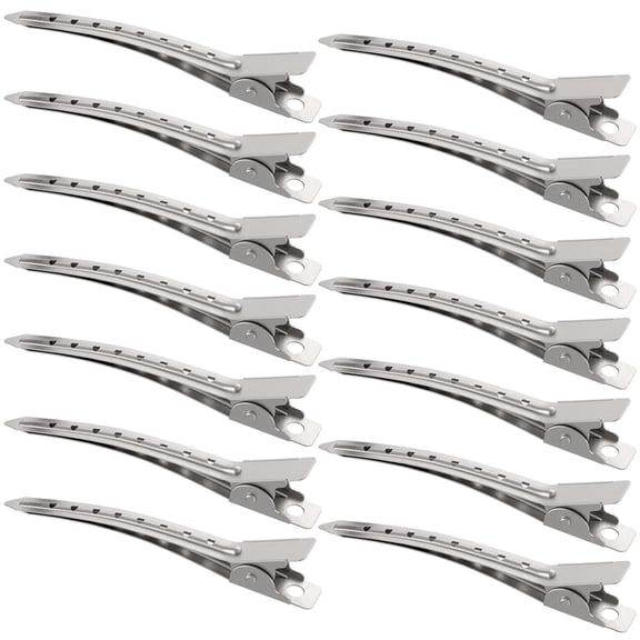 TUWAFE 14 Pieces Duck Bill Hair Clips 3.5 Inches Duckbill Hair Clips Metal Alligator Curl Clips for Women Styling Sectioning Long Hair Sectioning Clips with Holes Alligator Clips