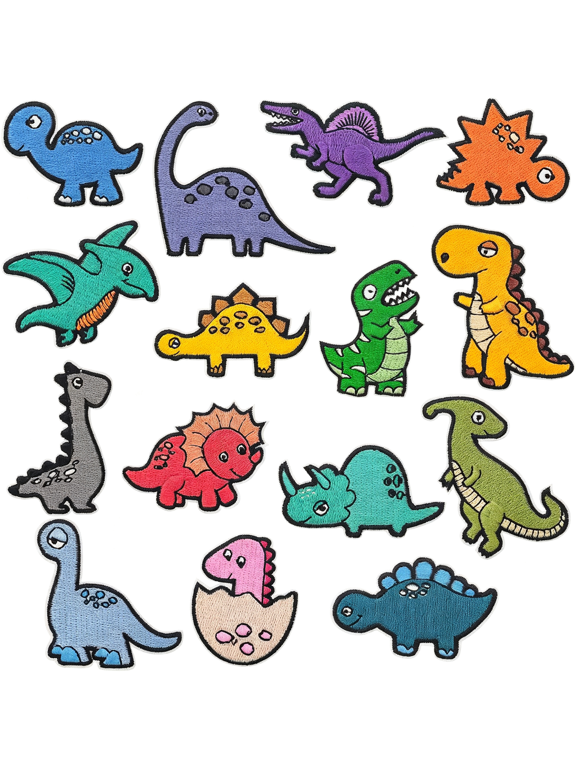 15 Pcs Dinosaur Iron on Patch,Dinosaur Embroidery Patches,Iron on Patches Set,Applique Funny Dinosaurs Iron on Embroidered Patch for Clothes Bags Hats T-Shirts Jeans Jackets Diy Accessory