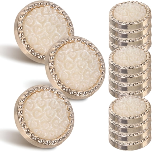 TUWAFE 15pcs Round Rose Resin Sewing Buttons for Womens Coats and Sweaters,Large Flower Craft Buttons for DIY Clothing,22mm Beige Decorative Fasteners for Jackets and Cardigans