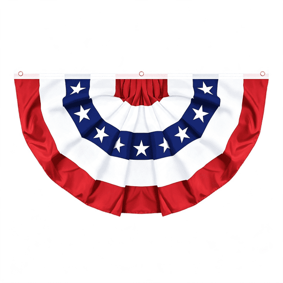 TUWAFE 1Pcs 3X6 Ft Usa Pleated Fan Flag,American Bunting Flag Patriotic Half Fan Banner 4Th of July Decorations Outdoor Memorial Day Decor Fourth July Independence Day Outside Red White&Blue Decor