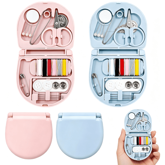 TUWAFE 2 Pack Mini Sewing Kit,Portable Travel Sewing Kit with Needles,Threads,Scissors,Buttons & Needle Threader,Small Emergency Sewing Repair Kit for Home,Travel,Office,Dorm & Beginners