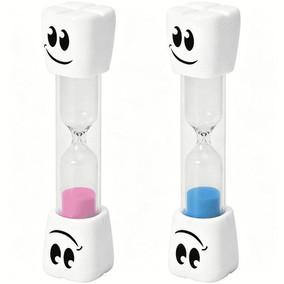 TUWAFE 2 Pack Toothbrush Timer for Kids - 2 Minute Sand Timer with Small Blue and Pink Hourglass - Teeth Brushing Timer for Kids