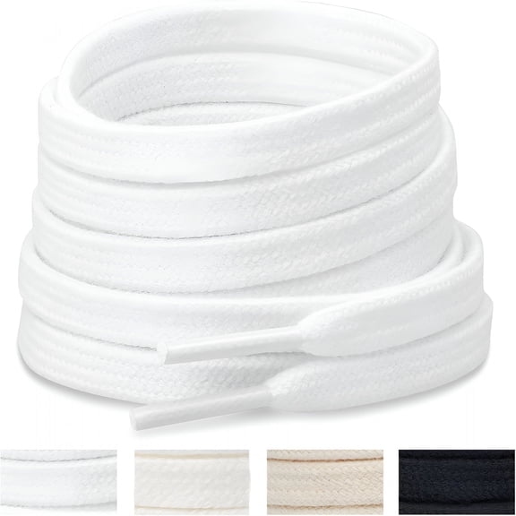 TUWAFE 2 Pairs Flat Athletic Shoelaces 5/16" in 40"-63" Wide Sneaker Replacement Shoe Laces