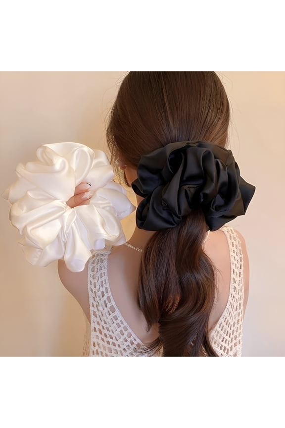 2 Pcs 7 Inches Extra Large Scrunchies for Women Large Scrunchie Satin Oversized Silk Thick Elastic Hair Ties Jumbo Hair Scrunchies for Buns, Sleep Ponytail