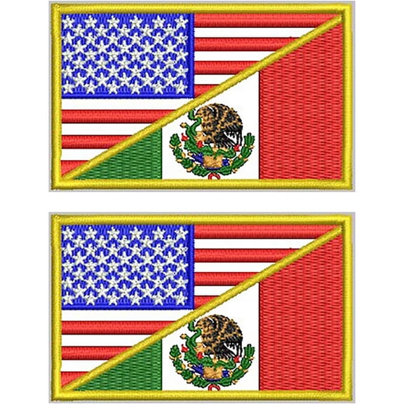 TUWAFE 2 Pcs American Mexican Flag Patch Embroidered Tactical Military Morale Patch Applique Fastener Hook and Loop,Durable Flag Patch