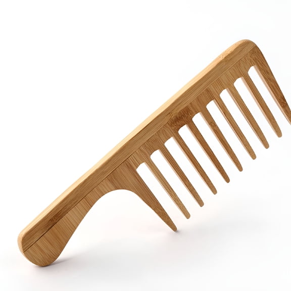 TUWAFE 2 Pcs Bamboo Hair Comb for Men & Women - Wide Tooth Detangler for Curly & Thick Hair, Vintage Style Grooming Tool for Slicked Back Looks, Natural Wood Care