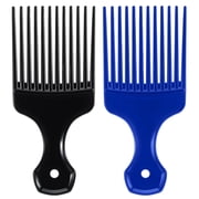 TUWAFE 2 Pcs Hair Pick Comb Wide Tooth Lift for Hair Styling Detangling, Plastic Afro Pick for Women Men, Fist Picks for Curly and Afro Hair Black, Blue