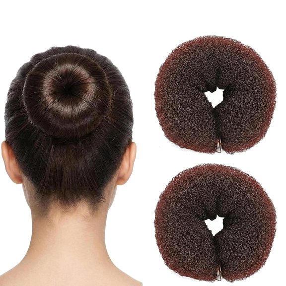 TUWAFE 2 Pcs Magic Bun Maker Hair Styling Styler Hair Donut Ring Styler Hair Bun Maker Twist Ring Former Shaper Sponge Doughnut Donut Bun Shaper Hair Curler(Khaki)