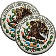 TUWAFE 2 Pcs Mexican Emblem Patch Embroidered Tactical Military Morale Patch Applique Fastener Hook and LoopWhite