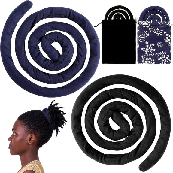 TUWAFE 2 Pcs Spiral Lock Hair Tie Dreadlock Accessories,Aluminum Wire Embedded Bendable Loc Ponytail Holders for Women Men Thick Curly Locs Braids(Black,Navy Blue,Vintage)