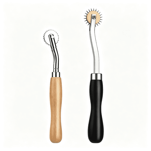 TUWAFE 2 Pcs Tracing Wheel with Wooden Handle Stainless Steel Pounce Wheel,Point Sewing Tracing Wheel for Sewing Patterns,Rotary Perforator,Overstitch Wheel,Perforation Cutter