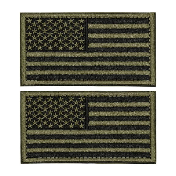 TUWAFE 2 Pieces Tactical Usa Flag Patch American Flag Us United States of America Regular and Reverse Military Uniform Emblem Patches (Army Green-2 Packs Regular)