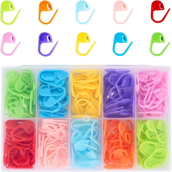 TUWAFE 200 Pcs Knitting Crochet,Stitch Markers for Crocheting with Storage Case,Colored Locking Stitch Markers,Knitting Accessories(10 Colors)