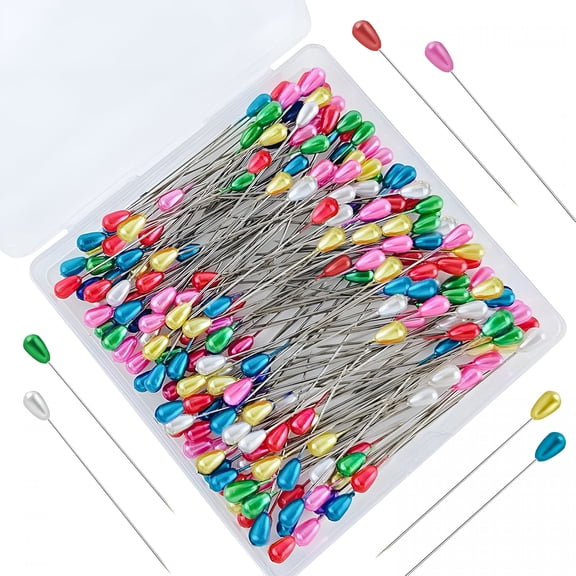 TUWAFE 200Pcs Colorful Pearl Needle 2.1Inch,Corsage Pins,Quilting Sewing Pins,Sewing Pins with Colored Heads,Straight Sewing Pin,Flower Decoration