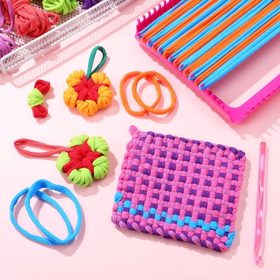 TUWAFE 2026 New 1 Set Beginner Knitting Kit Kids Weaving Loom Loops Refill Pack Diy Crafts Supplies for Potholder Loom Diy Projects Crafts Accessories