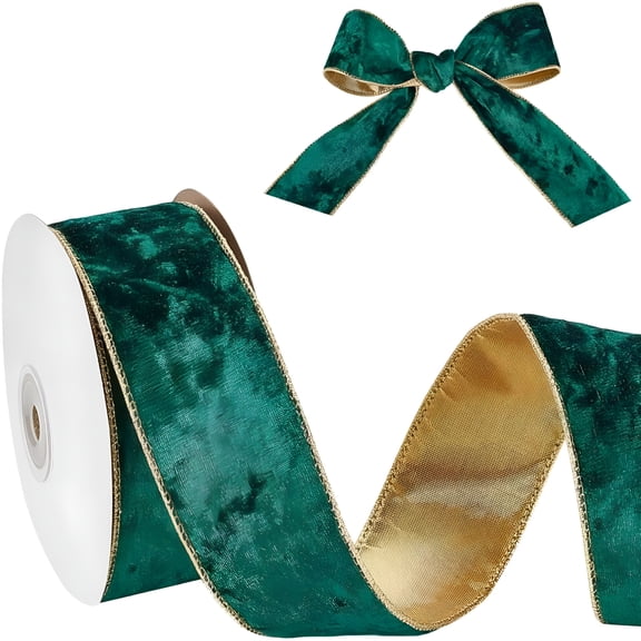 TUWAFE 2026 New 10 Yards Single Face Ribbon Trim 2 Inch Wide Velvet Wired Ribbon Christmas Crushed Velvet Fabric Ribbon for Home and Festival Decoration Wedding Diy Gifts Making Teal