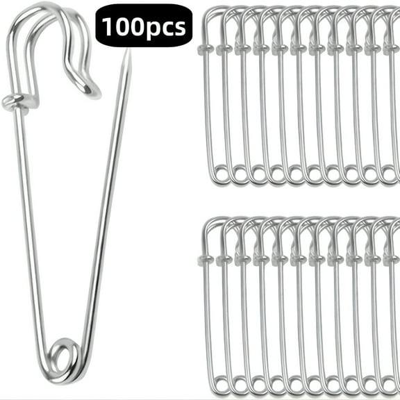 TUWAFE 2026 New 100Pcs Extra Strong Large Safety Pins-Heavy Duty Steel Spring Lock Fasteners for Blankets,Crafts,Skirts&Kilts-Durable Brooch Making Essential