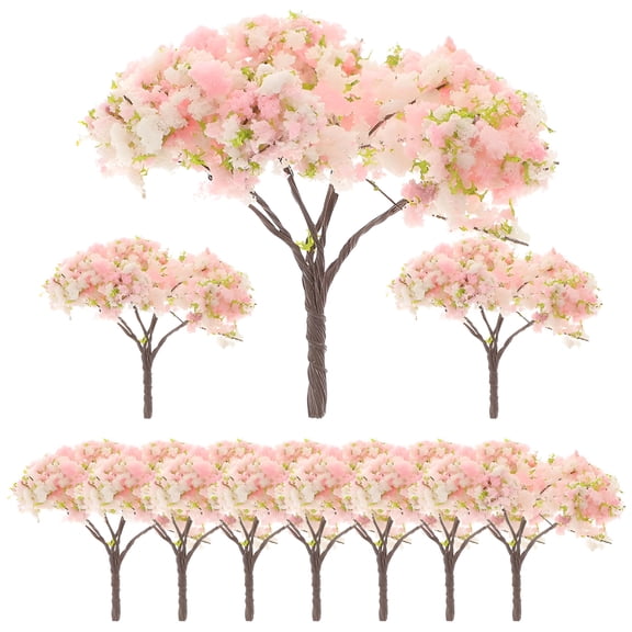 TUWAFE 2026 New 10Pcs Mini Artificial Cherry Blossom Tree for Pot Decoration&Landscape for Home Decor, Garden, Office, Events, Floral Arrangements, Table Settings