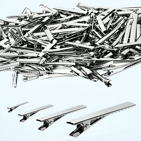 TUWAFE 2026 New 170Pcs Alligator Hair Clips for Bows,Metal Hair Clips Silver Single Prong Curl Clips Bulk Duck Bill Hair Clips Metal Teeth Bows,4 Sizes,Styling Clips for Hair Or Diy Bows Make
