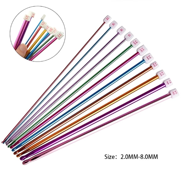 TUWAFE 2026 New 1Pcs 2Mm-8Mm Long Tunisian Afghan Crochet Hooks Aluminum Knitting Needles for Knitting,Crochet,Crafting,Diy Projects,Handmade 10.6"