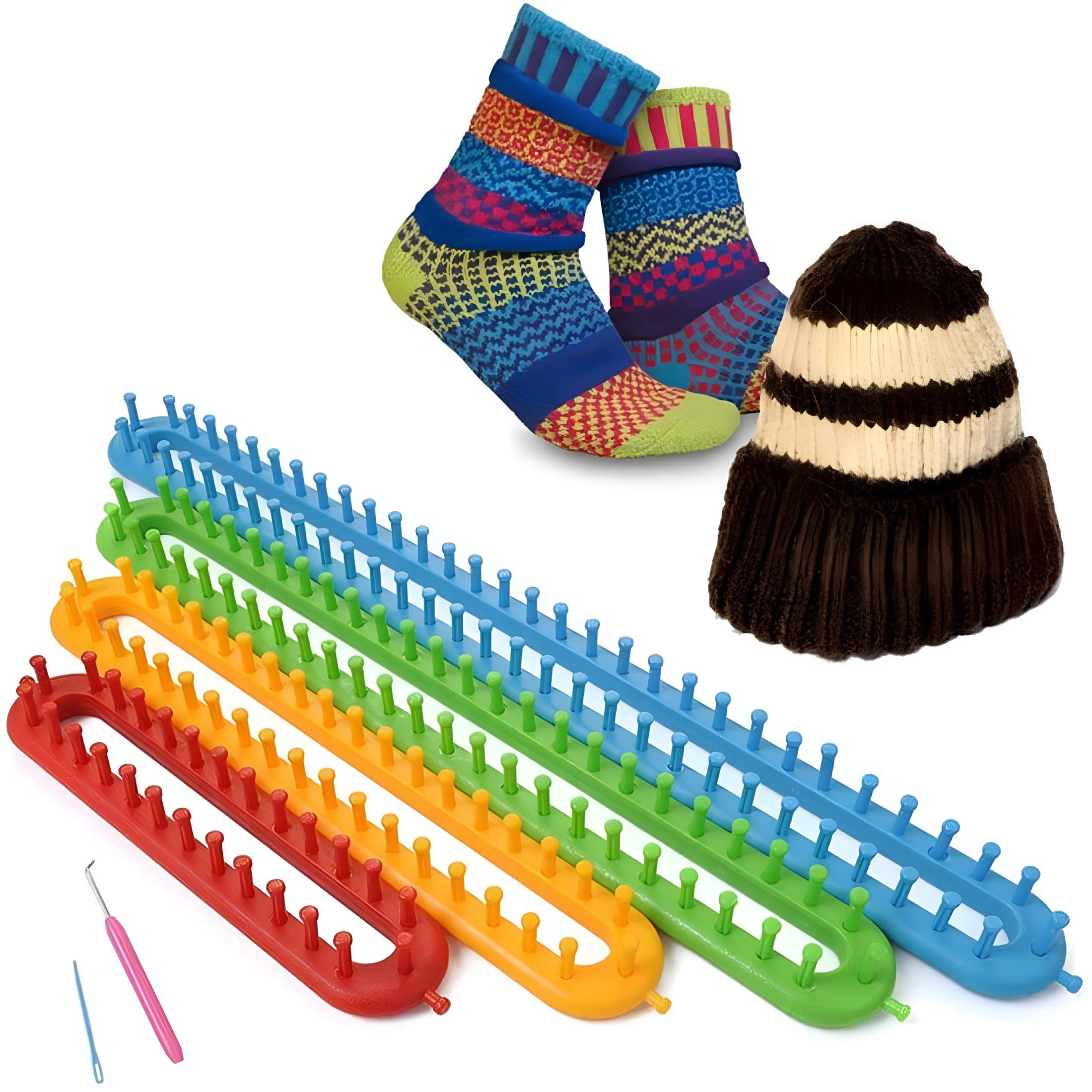 TUWAFE 2026 New 1Pcs Long Knitting Loom Diy Weaving Loom for Scarf Sweater Shawl Stitch Knit Weaving Tool with 62 Pegs for Crafts Diy Home