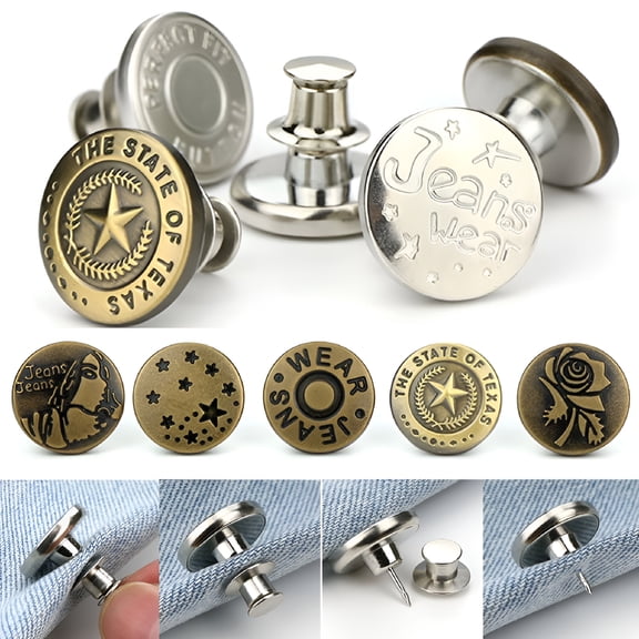 TUWAFE 2026 New 2 Sets Button Pins for Jeans,Perfect Fit Jean Button Replacement,Adjustable Jean Button Pins Metal Clips Snap Tack,No Sew Instant Extend Or Reduce Any Pants Waist