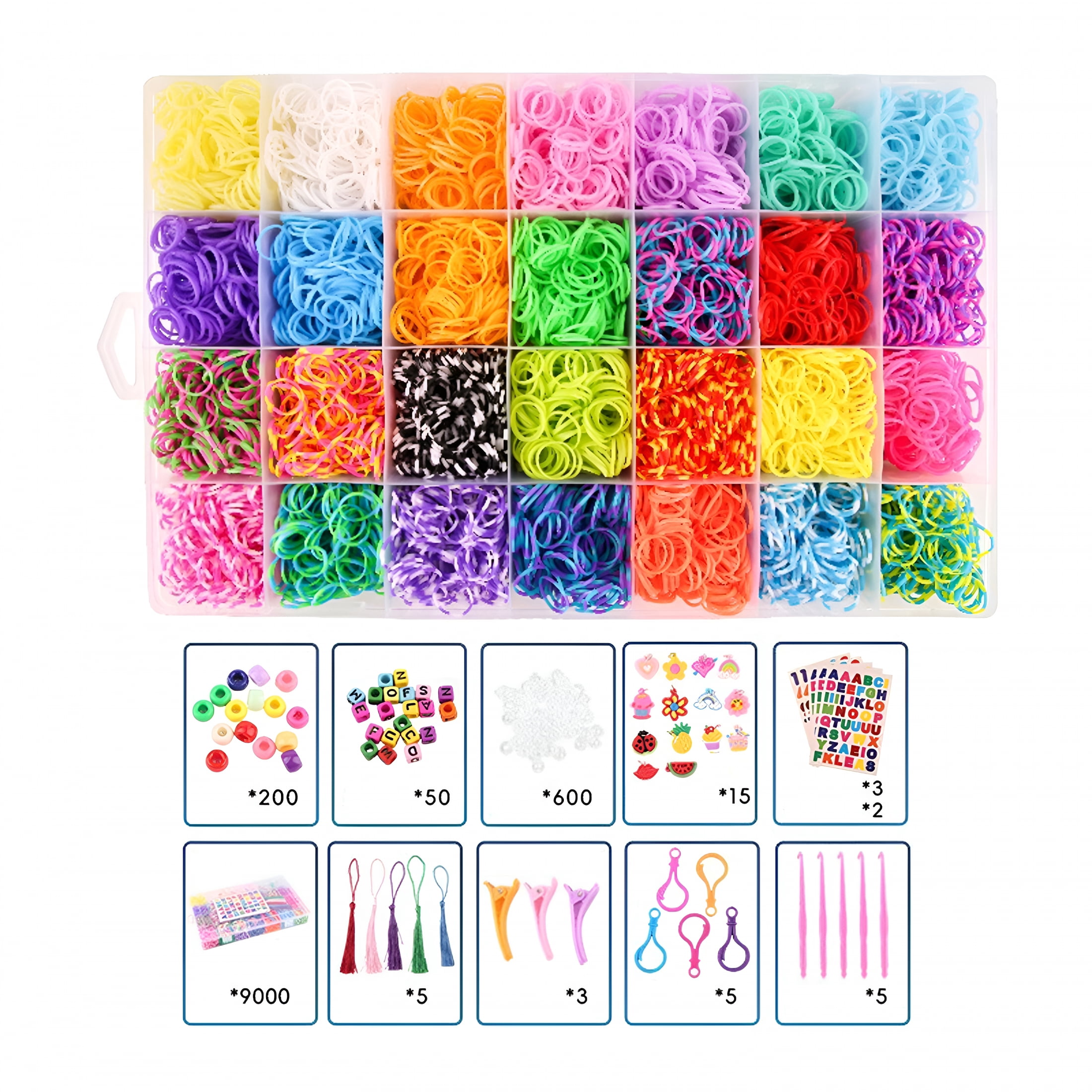 TUWAFE 2026 New 24 Colors Rubber Band Bracelet Kit,Bracelet Making Kit for Art and Craft,Rubberband Bracelets Kit for Kids Ages 6+