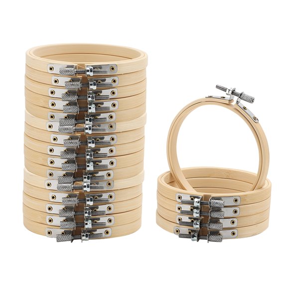 BPPEG 24 Pcs 4" Small Bamboo Cross Stitch Hoops for Crafts