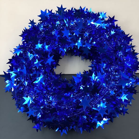 TUWAFE 2026 New 25Ft Blue Tinsel Stars Garland Sparkly Star Tinsel Wire Garland for Christmas,Home,Wedding,Birthday,Party,Event Decorations