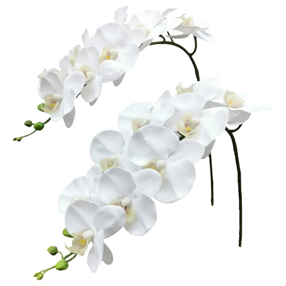 TUWAFE 2026 New 2Pcs Artificial Orchid Stems Flowers Real Touch Faux Phalaenopsis Branches 8 Large Blooms Real Touch Flowers,29 Inches