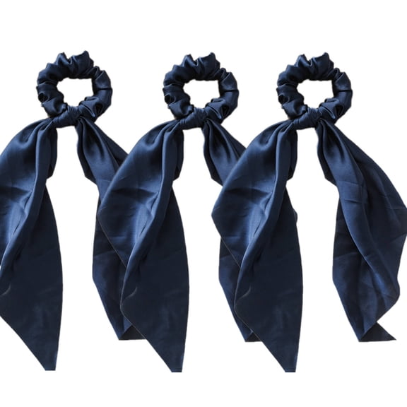 TUWAFE 2026 New 3 Pcs Scrunchies Pure Color Knot and Sleek Satin Scrunchies for Women Sturdy Hold with No Slippage Satin Scrunchies for Casual Party Sport Work Blue