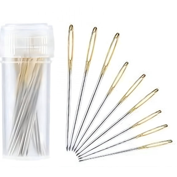 TUWAFE 2026 New 30Pcs Cross Stitch Needles Golden Color Large Eyes Cross Stitch Diy Embroidery Hand Needles Sewing Needles for Cross Stitch,Embroidery,Crafting,Diy Projects Size 22# 24# 26#