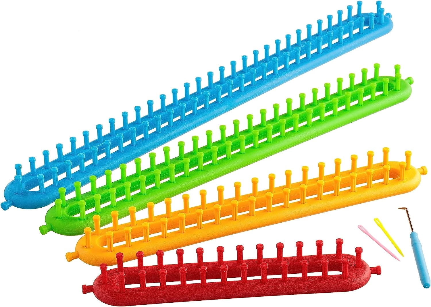 TUWAFE 2026 New 4 Piece Long Peg Knitting Loom Set for Knitting,Crochet,Crafting