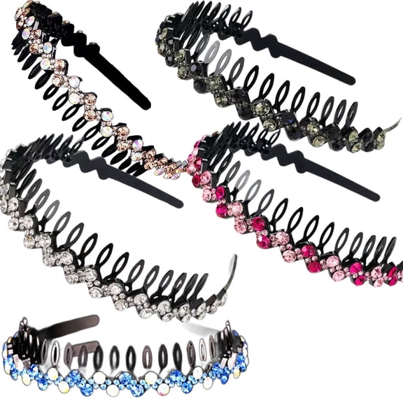 TUWAFE 2026 New 5 Pcs Headbands for Women Non Slip Anti-Slip with Teeth Makeup Headband for Spa Makeup Skincare All Kinds of Rhinestones Cute Headbands for Women